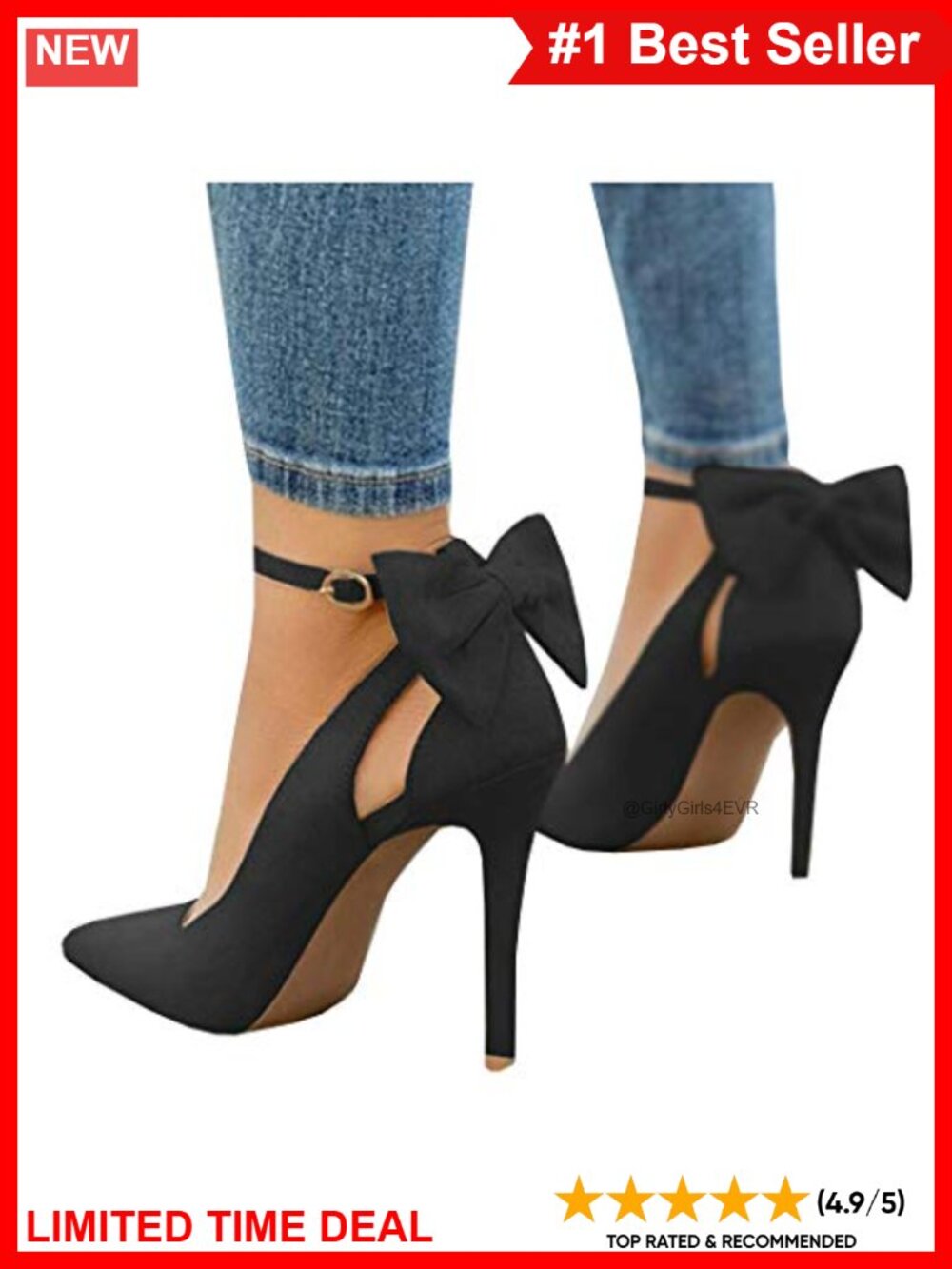 Faux Suede Pointed Toe Stiletto Heels with Ankle Strap and Bow